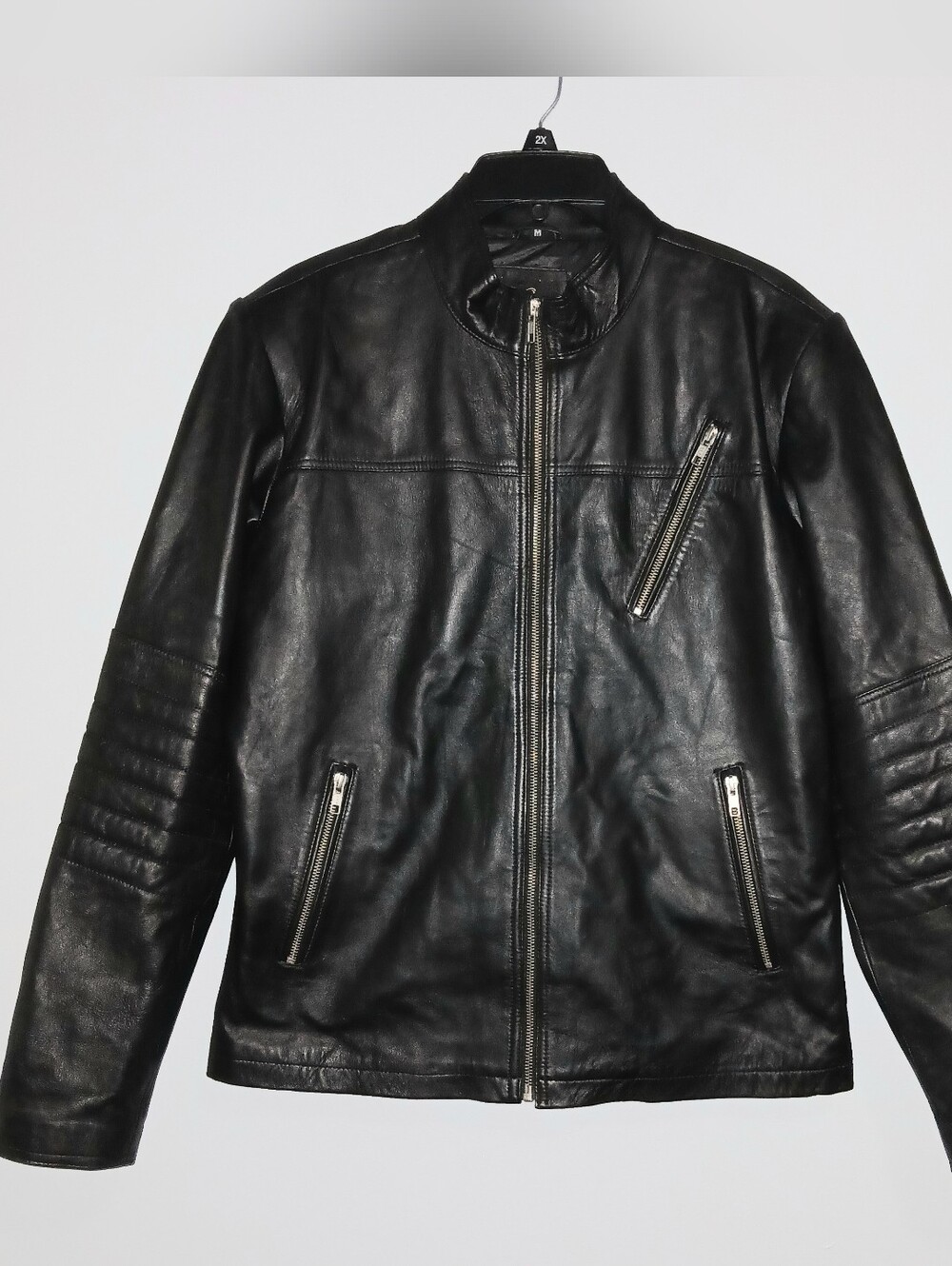 ROXA Men's Black Leather Zip-Front Jacket